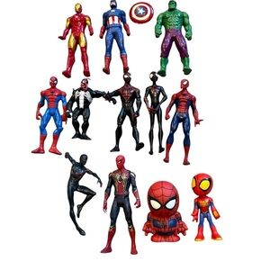 Spider-Man Spin Captain America Hulk Toy Bundle Superhero Action Figure Set